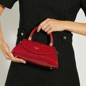 Red Small Croc-Effect Leather Bag | Dune London Handbags